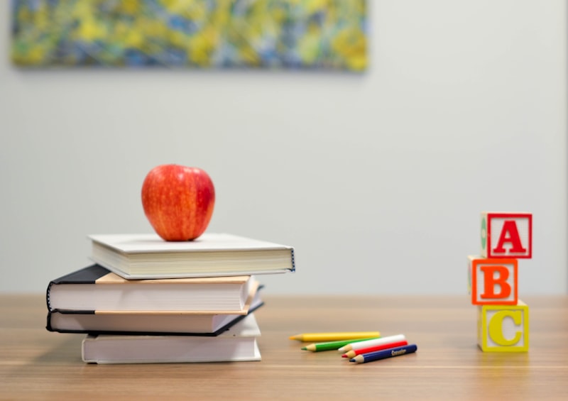 Students preparing for the school year with books and supplies
